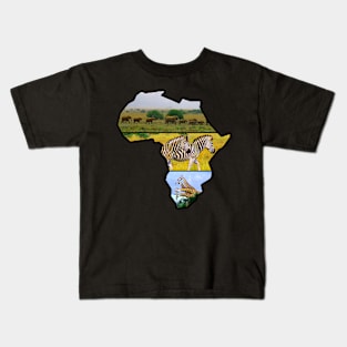 African Wildlife Continent Collage Kids T-Shirt